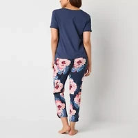 Liz Claiborne Womens V-Neck Short Sleeve 2-pc. Pajama Sets