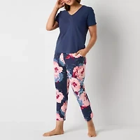 Liz Claiborne Womens V-Neck Short Sleeve 2-pc. Pajama Sets