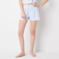 Arizona Body Womens Poplin Juniors Pajama Shorts