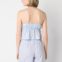 Arizona Body Womens Poplin V Neck Sleeveless Juniors Pajama Top