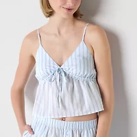 Arizona Body Womens Poplin V Neck Sleeveless Juniors Pajama Top
