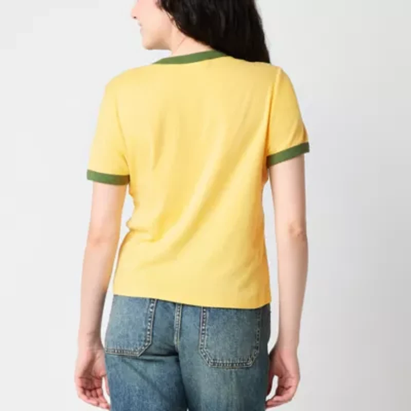 Brazil Ringer Tee Womens Crew Neck Short Sleeve Regular Fit Juniors Graphic T-Shirt