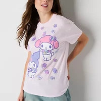 My Melody And Kuromi Boyfriend Womens Crew Neck Short Sleeve Loose Fit Hello Kitty Juniors Graphic T-Shirt
