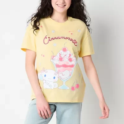 Cinnamoroll Boyfriend Tee Womens Crew Neck Short Sleeve Regular Fit Hello Kitty Juniors Graphic T-Shirt