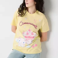 Cinnamoroll Boyfriend Tee Womens Crew Neck Short Sleeve Regular Fit Hello Kitty Juniors Graphic T-Shirt