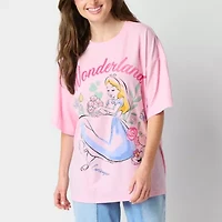 Alice Wonderland Oversized Tee Womens Crew Neck Short Sleeve Juniors Graphic T-Shirt