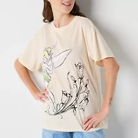 Tinkerbell Boyfriend Tee Womens Crew Neck Short Sleeve Oversized Tinker Bell Juniors Graphic T-Shirt