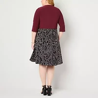 Danny & Nicole Womens Leaf Jacket Dress Plus