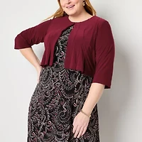 Danny & Nicole Womens Leaf Jacket Dress Plus