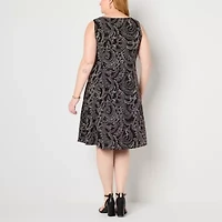 Danny & Nicole Womens Leaf Jacket Dress Plus