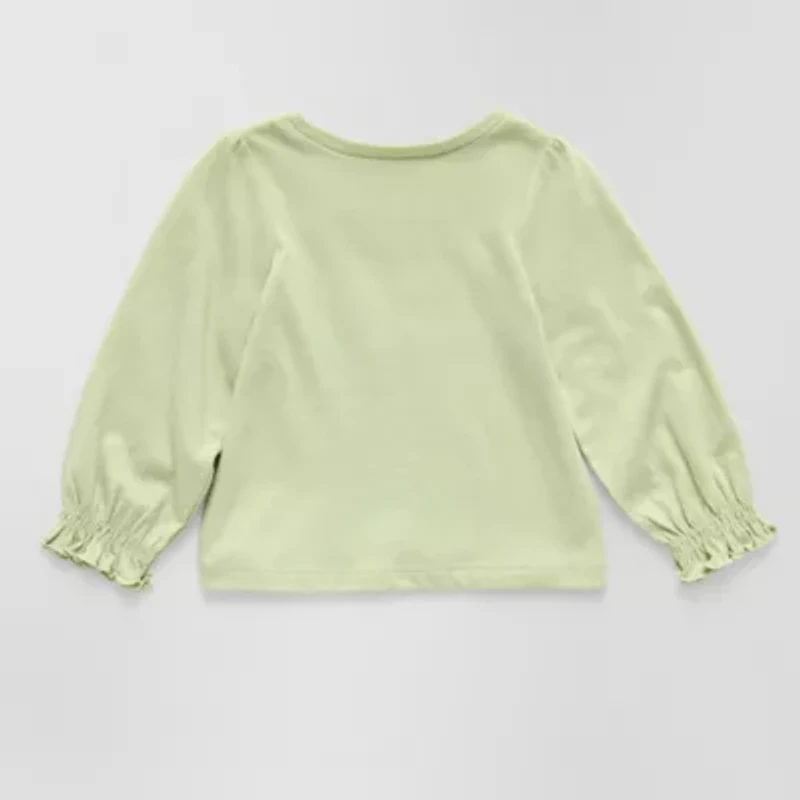 Okie Dokie Baby Girls Round Neck Long Sleeve Graphic T-Shirt