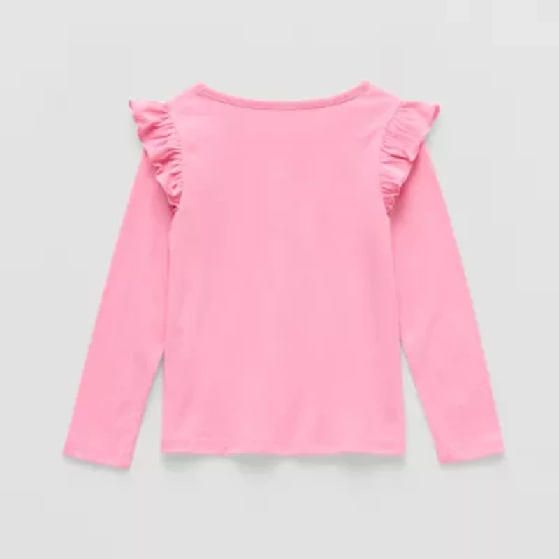 Okie Dokie Toddler & Little Girls Round Neck Long Sleeve T-Shirt