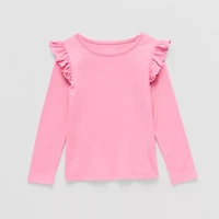 Okie Dokie Toddler & Little Girls Round Neck Long Sleeve T-Shirt