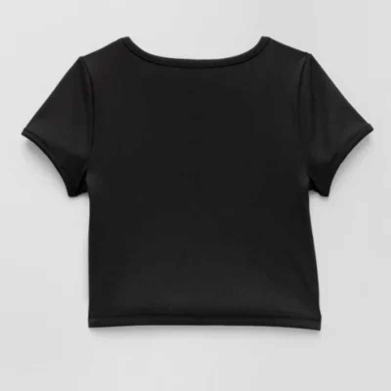Xersion Ribbed Little & Big Kid Girls Scoop Neck Short Sleeve Active T-Shirt