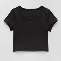 Xersion Ribbed Little & Big Kid Girls Scoop Neck Short Sleeve Active T-Shirt