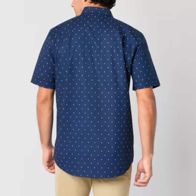 St. John's Bay Everyday Stretch Mens Short Sleeve Classic Fit Button-Down Shirt