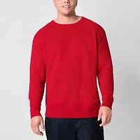 Shaquille O'Neal XLG™ Chevron Texture Big and Tall Mens Crew Neck Long Sleeve Pullover Sweater