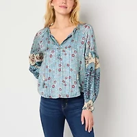 Frye and Co. Womens Split Tie Neck Long Sleeve Blouse