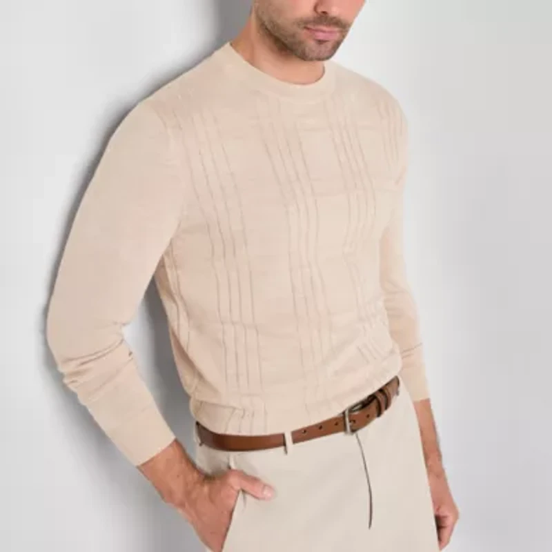 Stafford Mens Crew Neck Long Sleeve Pullover Sweater