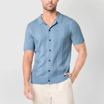 Stafford Mens Short Sleeve Button Open Front Cardigan