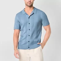 Stafford Mens Short Sleeve Button Open Front Cardigan