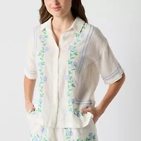 Arizona Womens Juniors Short Sleeve Camp Shirt