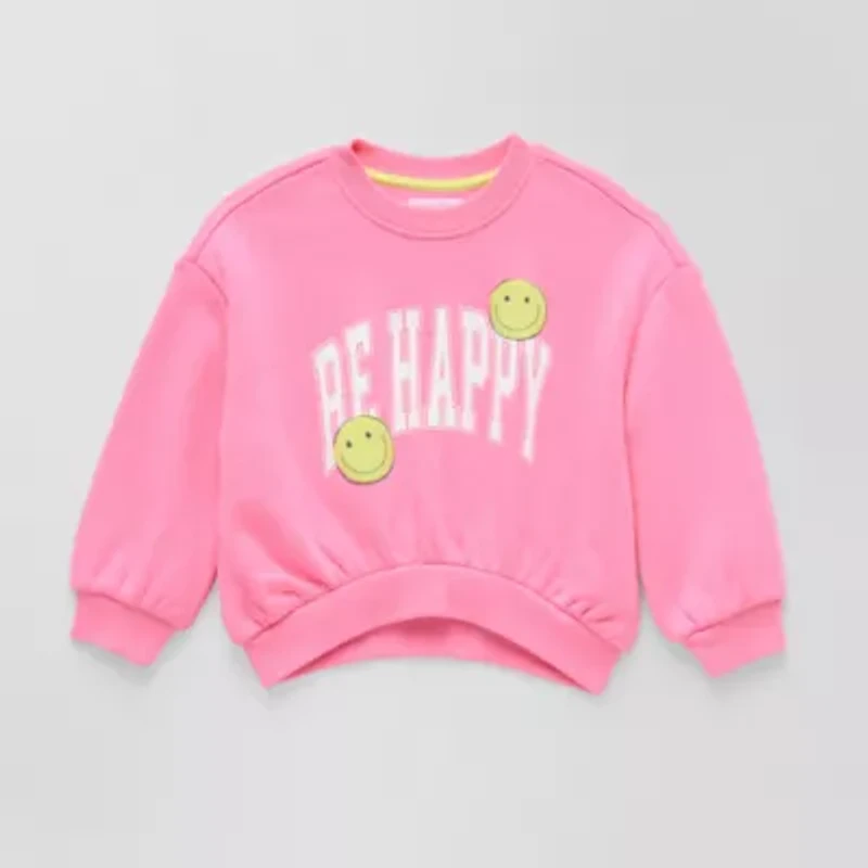 Grayson Little Toddler Girls Crew Neck Fleece Long Sleeve Sweatshirt