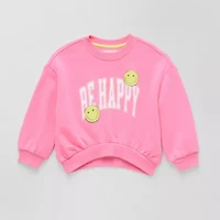 Grayson Little Toddler Girls Crew Neck Fleece Long Sleeve Sweatshirt
