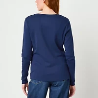 St. John's Bay Womens Crew Neck Long Sleeve Tall T-Shirt