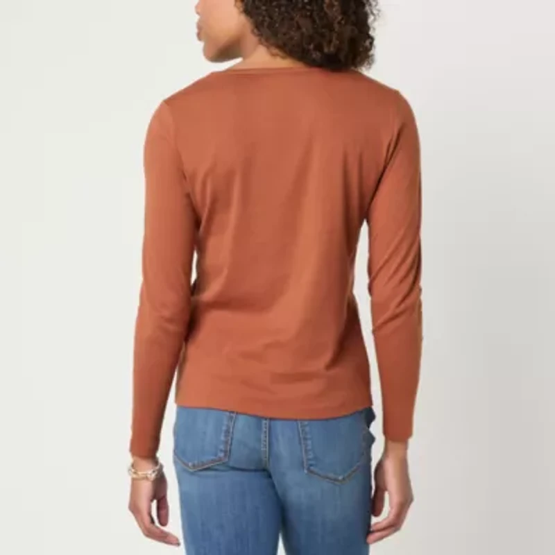 St. John's Bay Womens Tall Crew Neck Long Sleeve T-Shirt