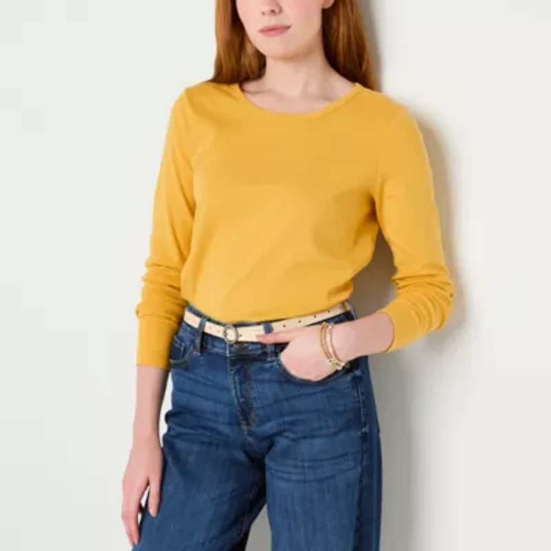 St. John's Bay Womens Tall Crew Neck Long Sleeve T-Shirt