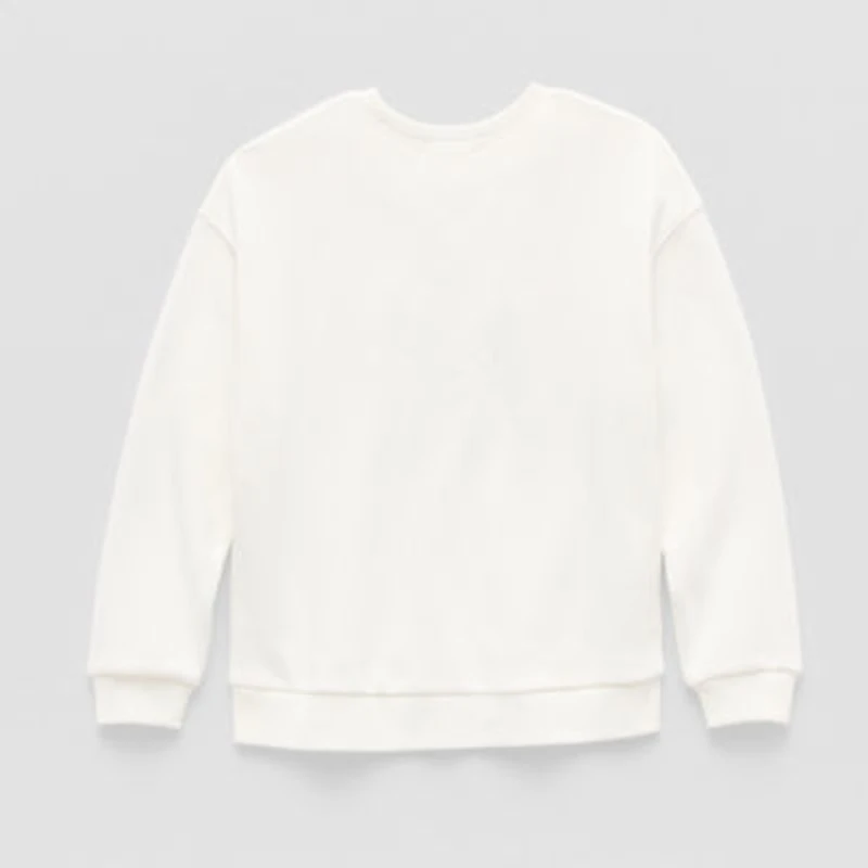 Eyeshadow Big Kid Girls Crew Neck Fleece Long Sleeve Sweatshirt