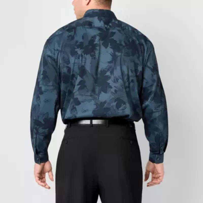 J. Ferrar Ultra Comfort Mens Long Sleeve Cuffed Regular Fit Big and Tall Button-Down Shirt