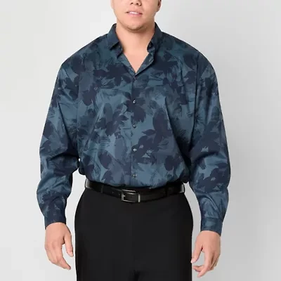 J. Ferrar Ultra Comfort Mens Long Sleeve Cuffed Regular Fit Big and Tall Button-Down Shirt
