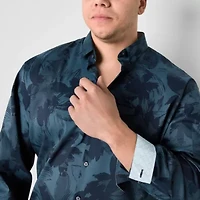 J. Ferrar Ultra Comfort Mens Long Sleeve Cuffed Regular Fit Big and Tall Button-Down Shirt