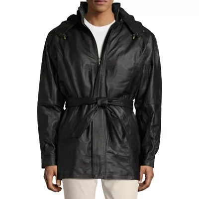Vintage Leather Hooded Parka With Zip Out Lining - Big