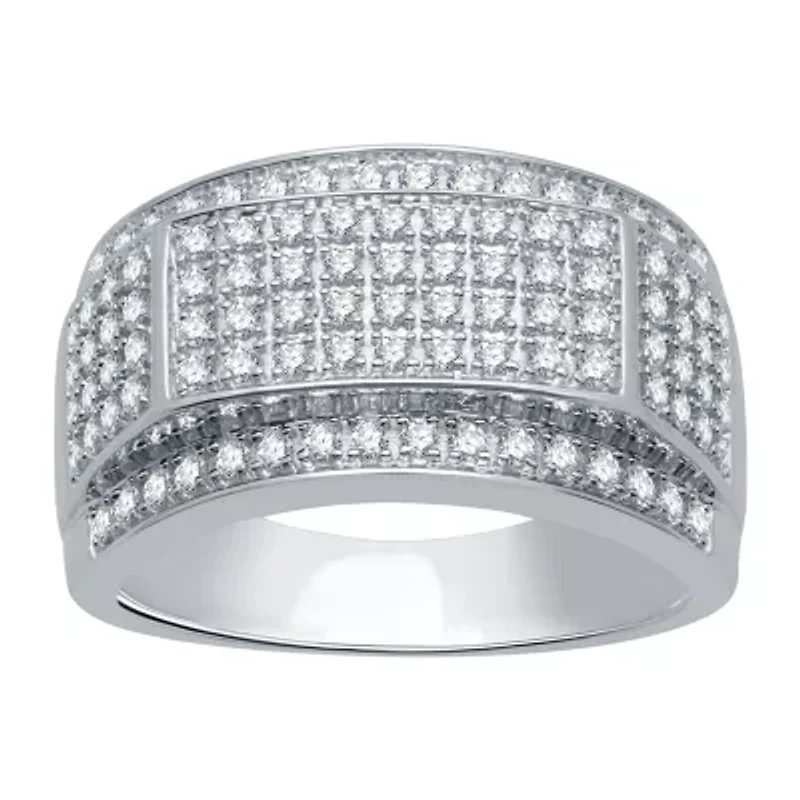 Mens 1 CT. T.W. Natural Diamond 10K White Gold Fashion Ring