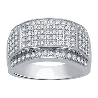 Mens 1 CT. T.W. Natural Diamond 10K White Gold Fashion Ring