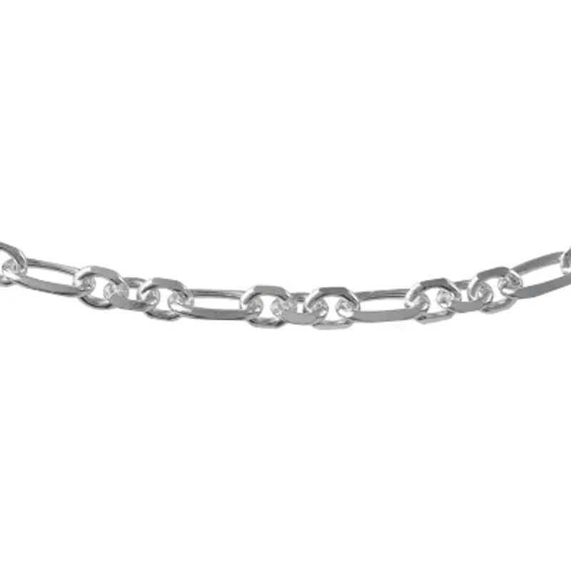 Made in Italy Womens Sterling Silver Inch Solid Link Chain Bracelet
