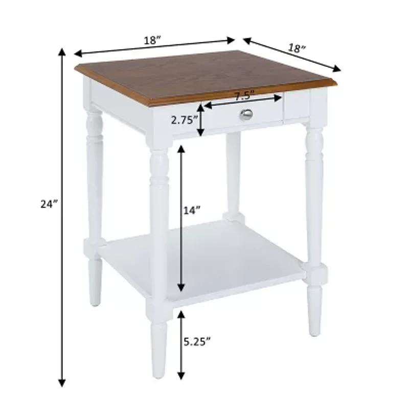 French Country 1 Drawer End Table with Shelf