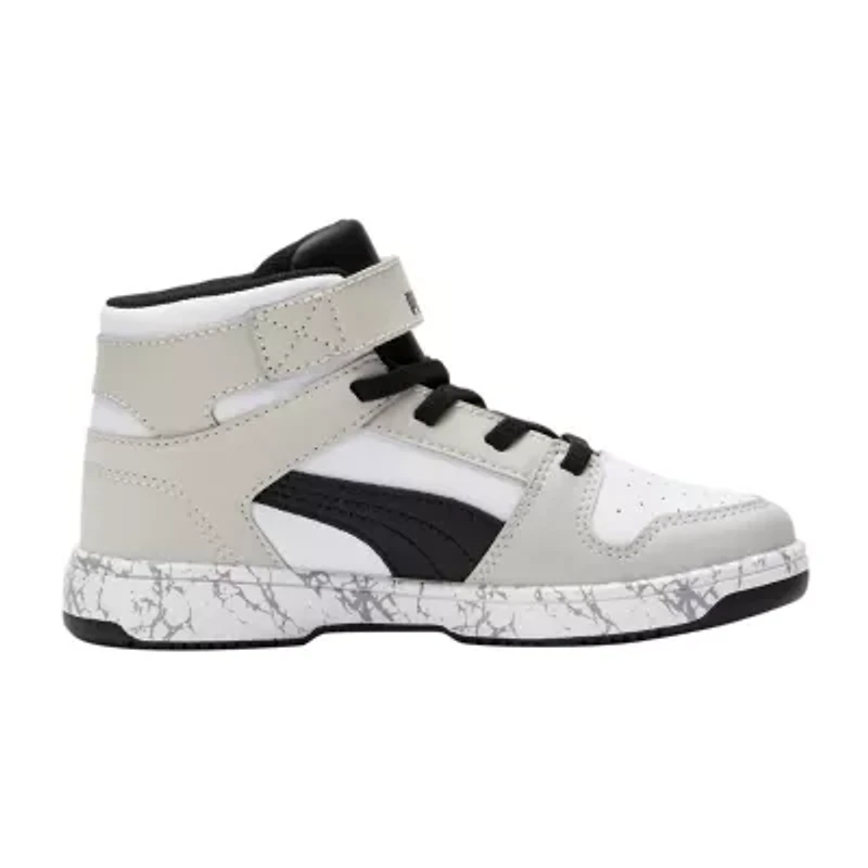 PUMA Rebound Mid Layup Marble Little Kid Boys Basketball Shoes