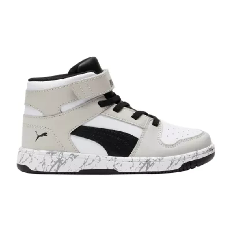 PUMA Rebound Mid Layup Marble Little Kid Boys Basketball Shoes