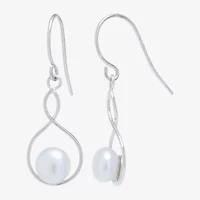 Silver Treasures Womens White Cultured Freshwater Pearl Sterling Silver Drop Earrings