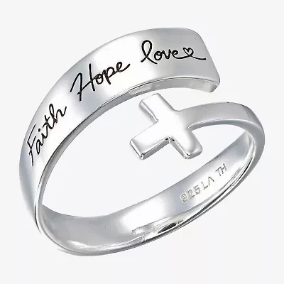 Footnotes Faith Womens Sterling Silver Cross Bypass  Band