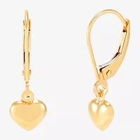 Womens 14K Gold Heart Drop Earrings