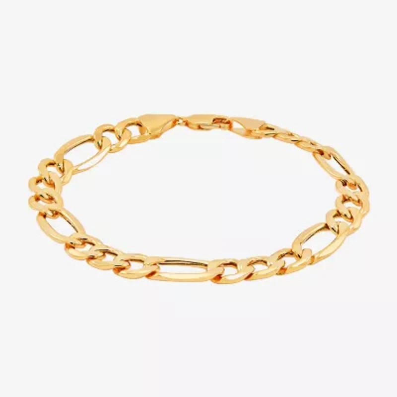 Mens 10K Gold 9 Inch Hollow Figaro Chain Bracelet