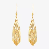 14K Yellow Gold Diamond-Cut Beaded Mesh Drop Earrings