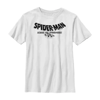Spider-Man: Across The Spider-Verse Little & Big Kid Boys Crew Neck Short Sleeve Regular Fit Spiderman Graphic T-Shirt