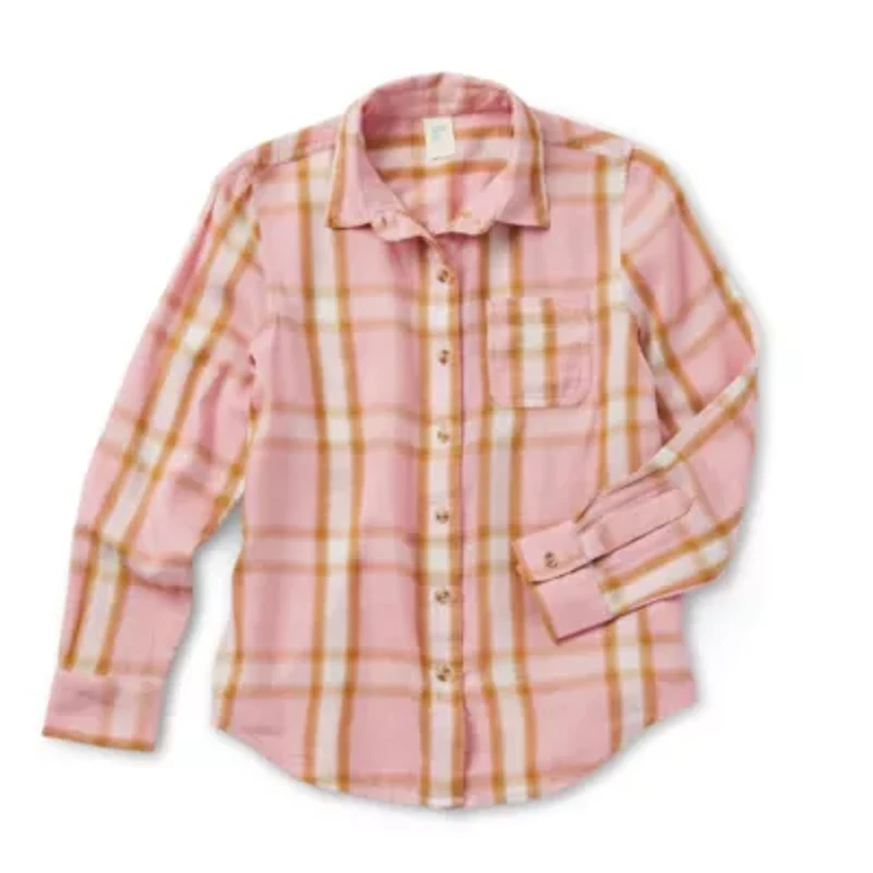 Thereabouts Little & Big Kid Girls Long Sleeve Cuffed Regular Fit Button-Down Shirt