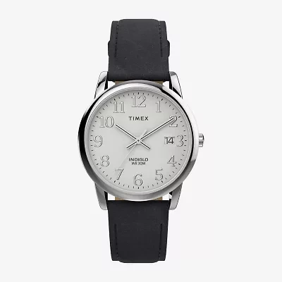 Timex Easy Reader Mens Black Leather Strap Watch Tw2w54300jt